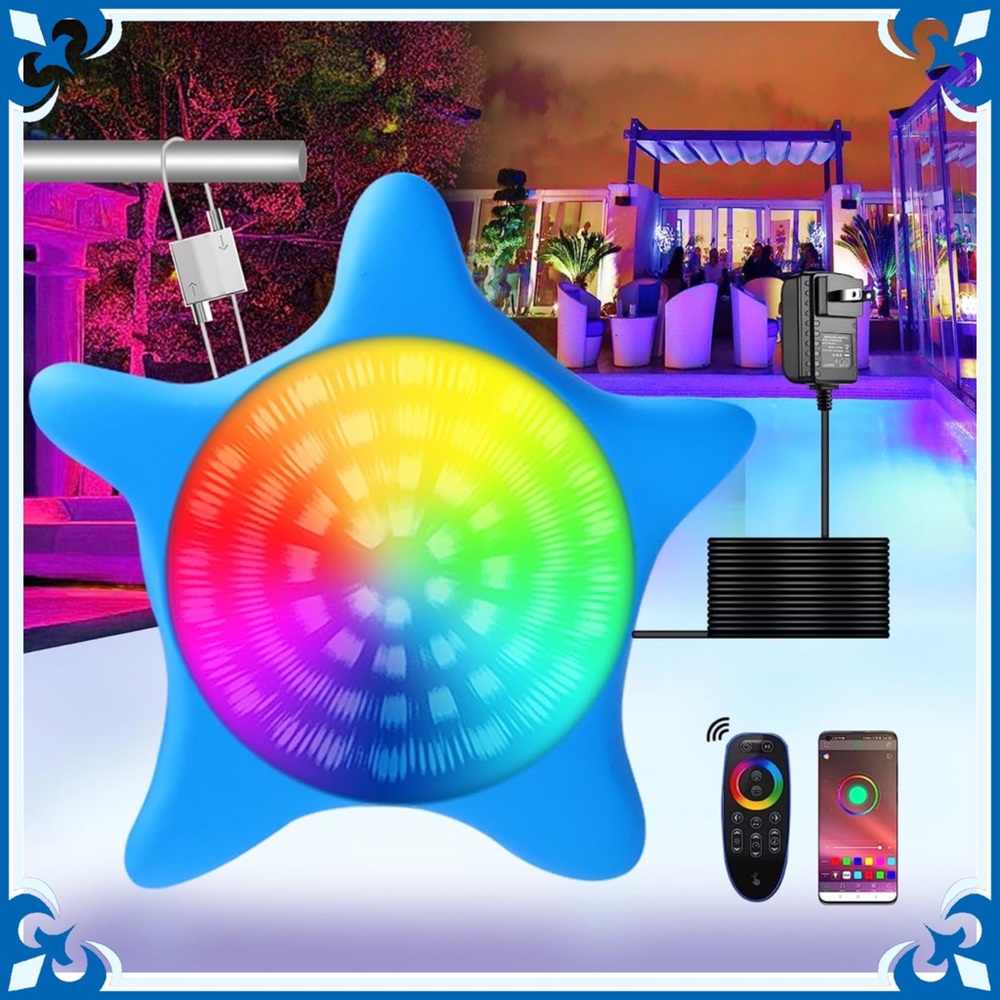 LED Smart Starfish Pool Light Underwater Waterproof RGB App Remote Control Timer